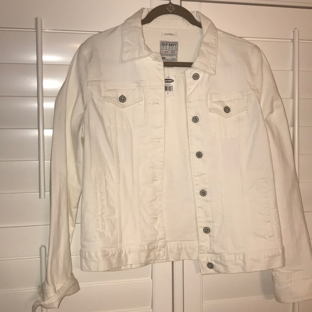 White stretch denim jacket, Large